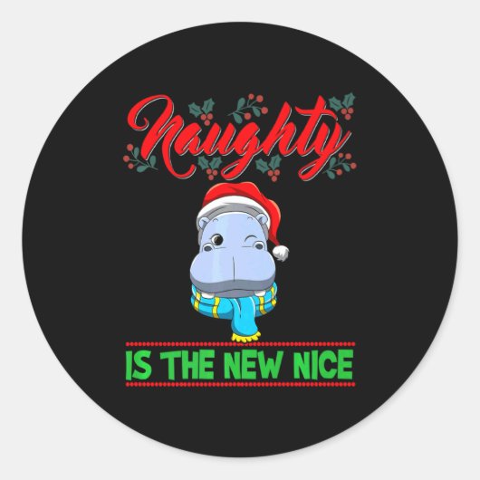 Naughty Is The New Nice Weihnachten Santa Xmas Pre Runder Aufkleber (Vorderseite)