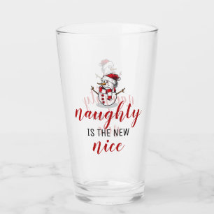 Naughty ist der neue nette Schneemann   Weihnachte Glas