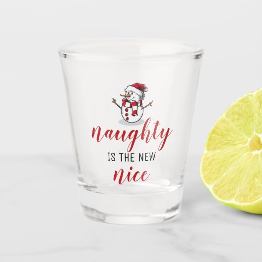 Naughty ist der neue nette Schneemann | Weihnachte Schnapsglas (Vorderseite)