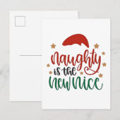 Naughty ist der neue schöne Weihnachtsmann Ankündigungspostkarte (Vorne/Hinten)