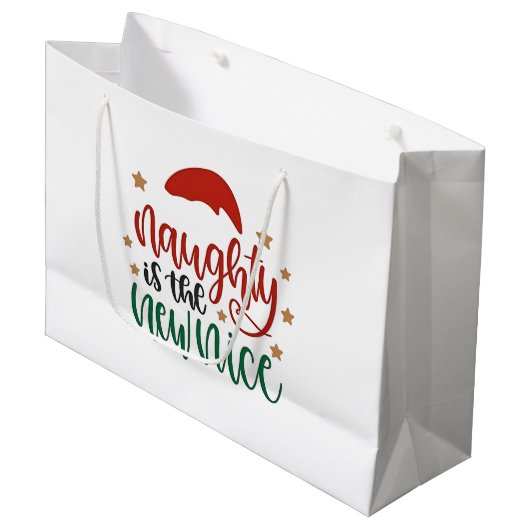 Naughty ist der neue schöne Weihnachtsmann Große Geschenktüte (Vorderseite Schrägansicht)