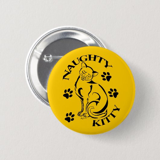 Naughty Kitty Round Button (Vorne & Hinten)