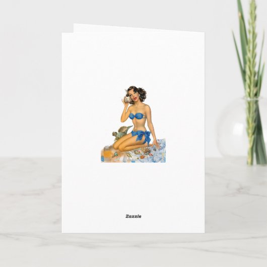 Naughty Kokett Retro Beach Karte (Rückseite)