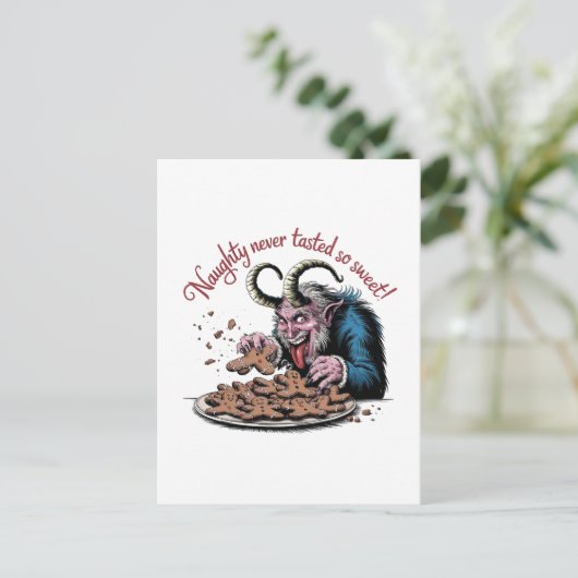 Naughty Krampus Weihnachtsdesign Postkarte (Stehend Vorderseite)
