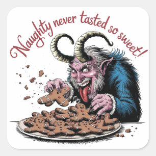 Naughty Krampus Weihnachtsdesign Quadratischer Aufkleber