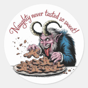 Naughty Krampus Weihnachtsdesign Runder Aufkleber
