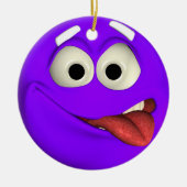 Naughty Lila Emoticon Keramikornament (Vorne)