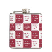 Naughty List 100% Kohle | Roter und weißer Urlaub Flachmann (Vorderseite)