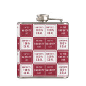 Naughty List 100% Kohle | Roter und weißer Urlaub Flachmann (Rückseite)