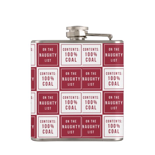 Naughty List 100% Kohle | Roter und weißer Urlaub Flachmann (Rückseite)