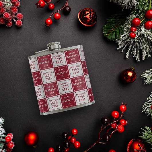 Naughty List 100% Kohle | Roter und weißer Urlaub Flachmann