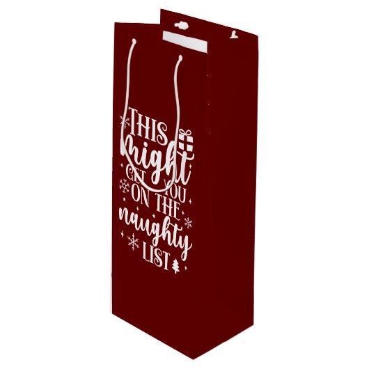 Naughty List Geschenktüte Für Weinflaschen (Vorderseite Schrägansicht)