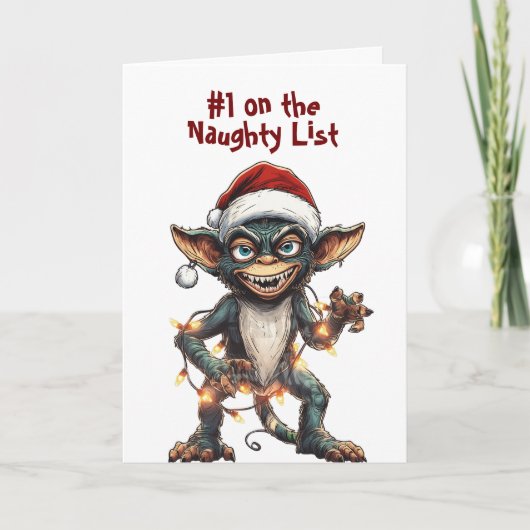 Naughty List Gremlin Karte (Vorderseite)