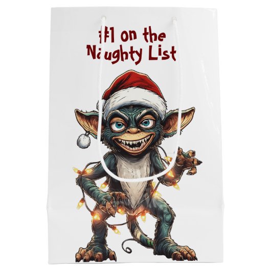 Naughty List Gremlin Mittlere Geschenktüte (Rückseite)