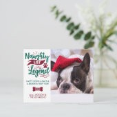 Naughty List Legend Custom Pet Foto Holiday Postkarte (Stehend Vorderseite)