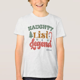 Naughty List Legend Kids's Retro Weihnachten Tri-Blend Shirt