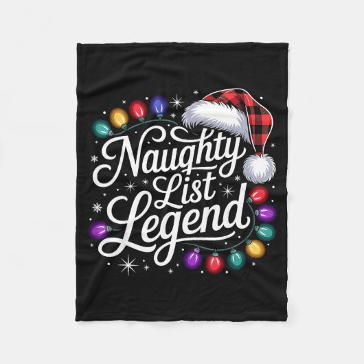 Naughty List Legend Xmas Lights Buffalo Plaid Red Fleecedecke (Vorderseite)