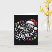 Naughty List Legend Xmas Lights Buffalo Plaid Red Karte (Gelbe Blume)