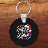 Naughty List Legend Xmas Lights Buffalo Plaid Red Schlüsselanhänger (Vorderseite)
