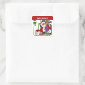 Naughty List Quadratischer Aufkleber (Tasche)