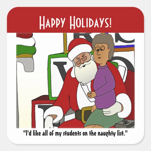 Naughty List Quadratischer Aufkleber (Vorderseite)