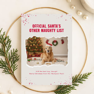 Naughty List Santa Hut Hunde Foto Weihnachten Postkarte