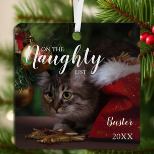 Naughty List Weihnachtsmann Foto Ornament Aus Metall