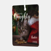 Naughty List Weihnachtsmann Foto Ornament Aus Metall (Vorderseite links)