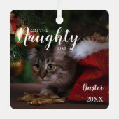 Naughty List Weihnachtsmann Foto Ornament Aus Metall (Vorderseite)