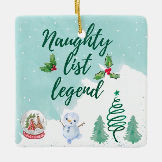 Naughty-Liste Keramikornament (Vorderseite)