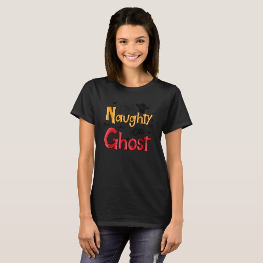 Naughty Little Ghost Niedlich Happy Halloween Spoo T-Shirt (Vorne ganz)