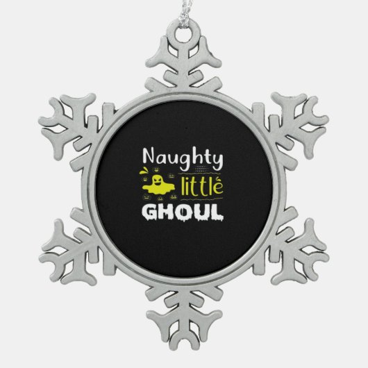 Naughty Little Ghoul Schneeflocken Zinn-Ornament (Vorderseite)