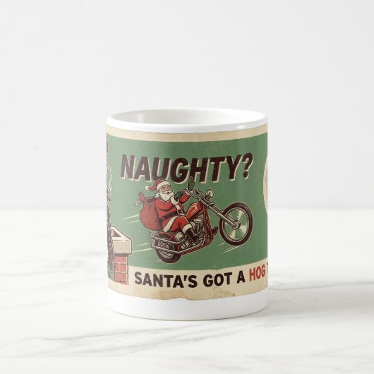 Naughty Me Santa's Harley Vintage Christmas Coffee Kaffeetasse (Mittel)