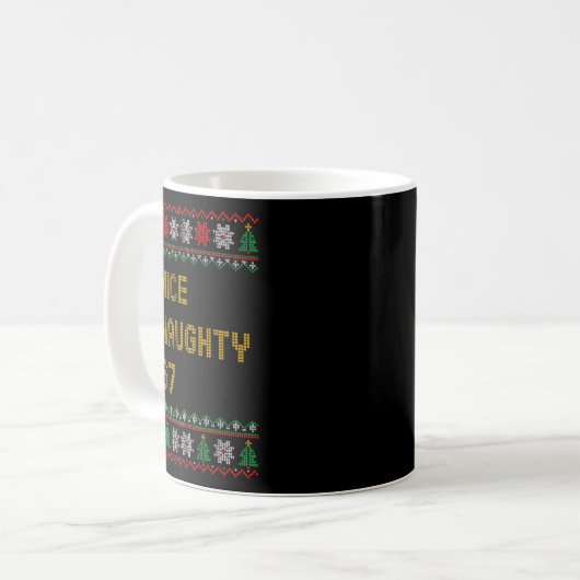 Naughty Nice 6 7 Funny Brainrot Meme Ugly Xmas Six Kaffeetasse (Vorderseite Links)