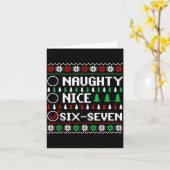 Naughty Nice 6-7 Funny Brainrot Meme Ugly Xmas Six Karte (Gelbe Blume)