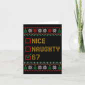 Naughty Nice 6 7 Funny Brainrot Meme Ugly Xmas Six Karte (Vorderseite)