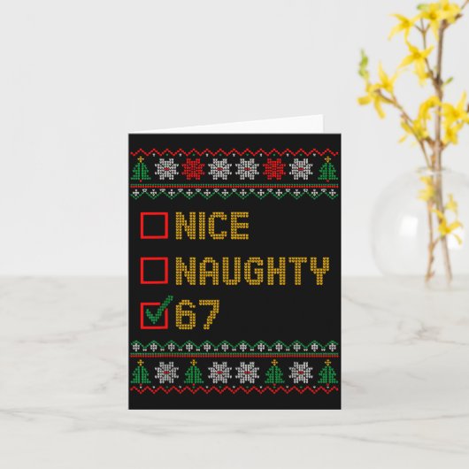 Naughty Nice 6 7 Funny Brainrot Meme Ugly Xmas Six Karte (Gelbe Blume)