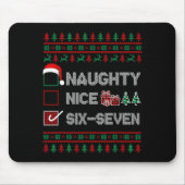 Naughty Nice 6 7 Funny Brainrot Meme Ugly Xmas Six Mousepad (Vorne)