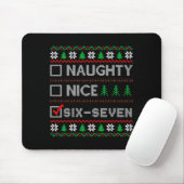 Naughty Nice 6-7 Funny Brainrot Meme Ugly Xmas Six Mousepad (Mit Mouse)
