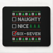 Naughty Nice 6-7 Funny Brainrot Meme Ugly Xmas Six Mousepad (Vorne)