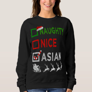 Naughty Nice Asian Christmas Pajamas Funny Santa H Sweatshirt