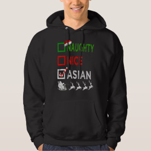 Naughty Nice Asian Christmas Pajamas Weihnachtsman Hoodie