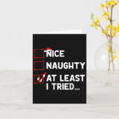 Naughty Nice At Least I Tried List Xmas Men Women Karte (Gelbe Blume)