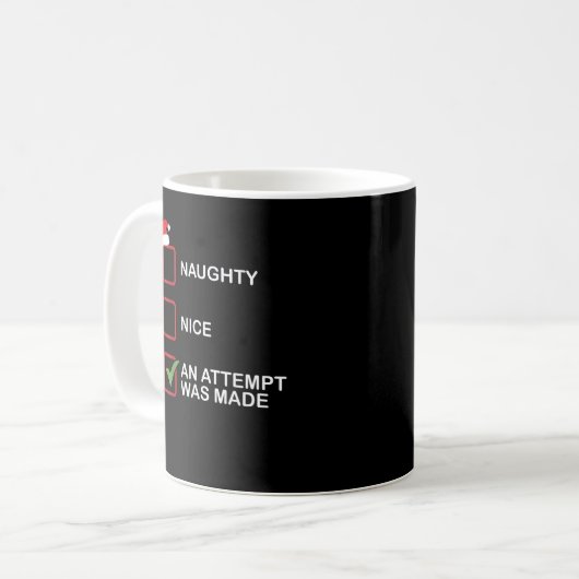 Naughty Nice Attempt Made Funny Christmas List Kaffeetasse (Vorderseite Links)