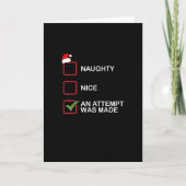 Naughty Nice Attempt Made Funny Christmas List Karte (Vorderseite)