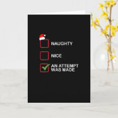 Naughty Nice Attempt Made Funny Christmas List Karte (Gelbe Blume)