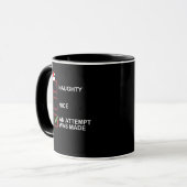 Naughty Nice Attempt Made Funny Christmas List Tasse (Vorderseite Links)