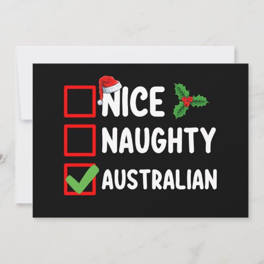 Naughty Nice Australian Christmas List Holiday Einladung (Vorderseite)