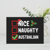 Naughty Nice Australian Christmas List Holiday Einladung (Stehend Vorderseite)