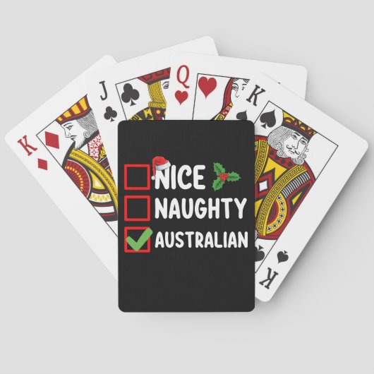 Naughty Nice Australian Christmas List Holiday Spielkarten (Rückseite)